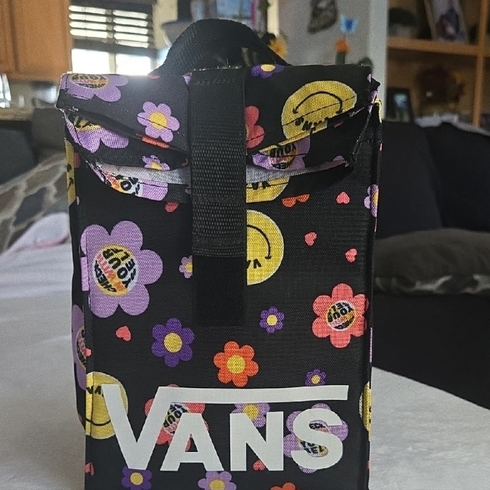 Vans Black Floral and Smiley Face Lunch Bag